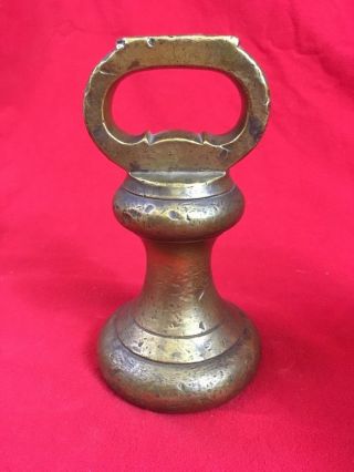 Vintage English Brass Bell Weight 7 - Pound Antique Doorstop Paperweight photo