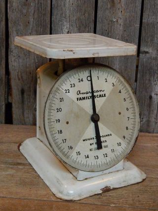 Vintage Rustic Shabby Farmhouse Kitchen Scale White & Grey 25 Lb photo