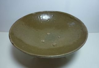 Old Korean Shallow Bowl,  Stoneware With Celadon Glaze,  Goryeo Period photo