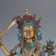 Antique Brass Color Painted Hand - Carved Tibetan Buddhism Statue - Manjushri Kwan-yin photo 1