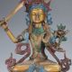 Antique Brass Color Painted Hand - Carved Tibetan Buddhism Statue - Manjushri Kwan-yin photo 2