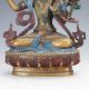 Antique Brass Color Painted Hand - Carved Tibetan Buddhism Statue - Manjushri Kwan-yin photo 3