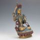 Antique Brass Color Painted Hand - Carved Tibetan Buddhism Statue - Manjushri Kwan-yin photo 6