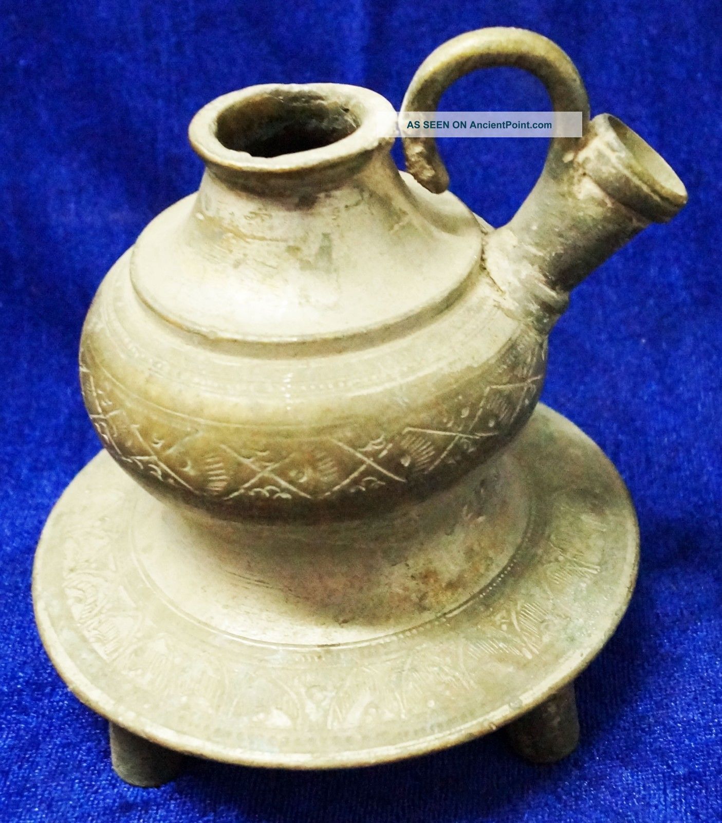 Old Antique Mughal Islamic Brass Hand Hookah Pot Islamic photo
