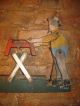 Antique Primitive Folk Art Whirligig Wooden & Metal.  Man With Saw - Great Primitives photo 6