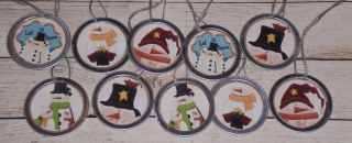 10 Primitive Christmas Snowman 1 1/4 