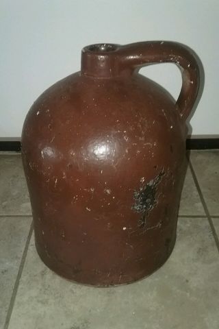 Primitive Antique Vtg.  Country 2 Gallon Stoneware Salt Glazed Whiskey Jug Crock photo