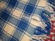 18th Century Wool Blanket W Blue Plaid Pattern Early Center Seam & Fringe Primitives photo 1