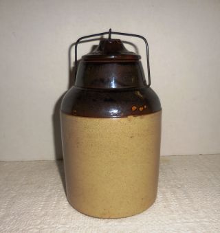 Vintage The Weir Stoneware Canning Jar Crock With Bale Patent Date 3/1/1892 photo