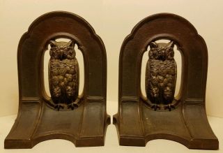 Pair Antique/vintage Bradley And Hubbard Cast Iron Owl Bookends B&h photo