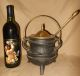 Cast Iron Vintage Fireplace Fire Starter Oil Pot With Brass Lid,  Handle & Wand. Hearth Ware photo 1