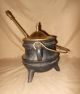 Cast Iron Vintage Fireplace Fire Starter Oil Pot With Brass Lid,  Handle & Wand. Hearth Ware photo 8