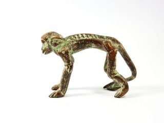 African Antique Cast Bronze Akan Ashanti Gold Weight - A Monkey 7 photo