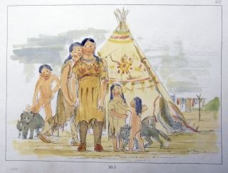 1842 G.  Catlin Handcol Engraving Native American Indians Comanche Family photo