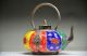 Chinese Silver Inlaid Porcelain Handwork Carved Monkey Teapot Teapots photo 2