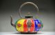 Chinese Silver Inlaid Porcelain Handwork Carved Monkey Teapot Teapots photo 4
