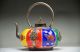 Chinese Silver Inlaid Porcelain Handwork Carved Monkey Teapot Teapots photo 5