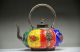Chinese Silver Inlaid Porcelain Handwork Carved Monkey Teapot Teapots photo 6