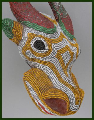 Outstanding Beaded Buffalo Mask From Bamileke Tribe Of Cameroon photo