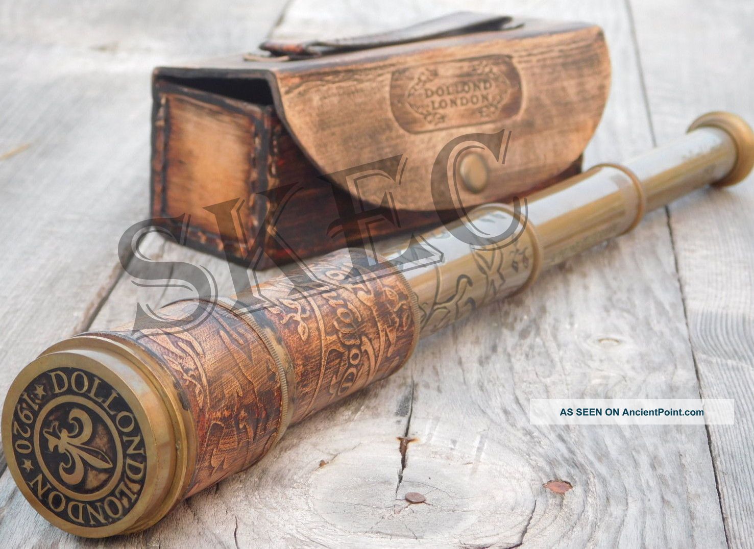 Antique Brass Telescope Marine Nautical Leather Pirate Spyglass Vintage Scope See more Nautical Leather Antique Brass Telescope Vinta... photo