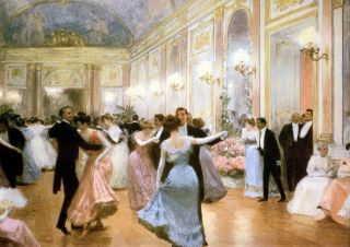 Large Old Vintage Gilbert Art Print C19th Victorian Society Elegant Soiree Dance photo