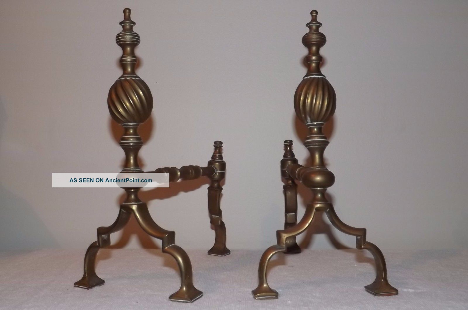 Victorian Brass Miniature Andirons 1890 ' S To Early 1900 ' S. Hearth Ware photo