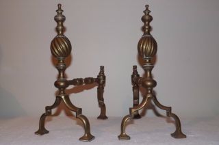 Victorian Brass Miniature Andirons 1890 ' S To Early 1900 ' S. photo