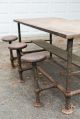 Early Antique Industrial Cafeteria Stool Work Table Island 1920s 1930s Orig Vtg 1900-1950 photo 10