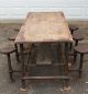 Early Antique Industrial Cafeteria Stool Work Table Island 1920s 1930s Orig Vtg 1900-1950 photo 1
