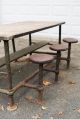 Early Antique Industrial Cafeteria Stool Work Table Island 1920s 1930s Orig Vtg 1900-1950 photo 2