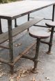 Early Antique Industrial Cafeteria Stool Work Table Island 1920s 1930s Orig Vtg 1900-1950 photo 4