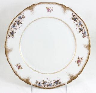3 Fab Antique Lewis Straus Limoges China Dessert Plates White Blue Floral Gold photo