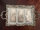 Vintage Silverplate Tray Rectangle Scroll Design Hong Kong 3 Glass Insert Trays Platters & Trays photo 7