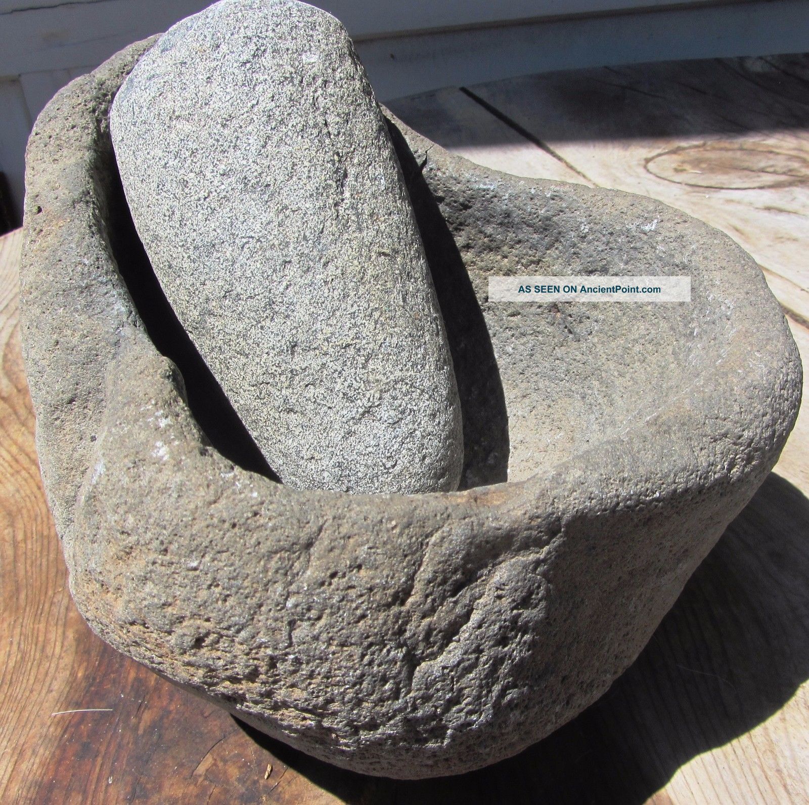 Exceptional Unusual Large Antique Native American Indian Stone Mortar & Pestle Native American photo