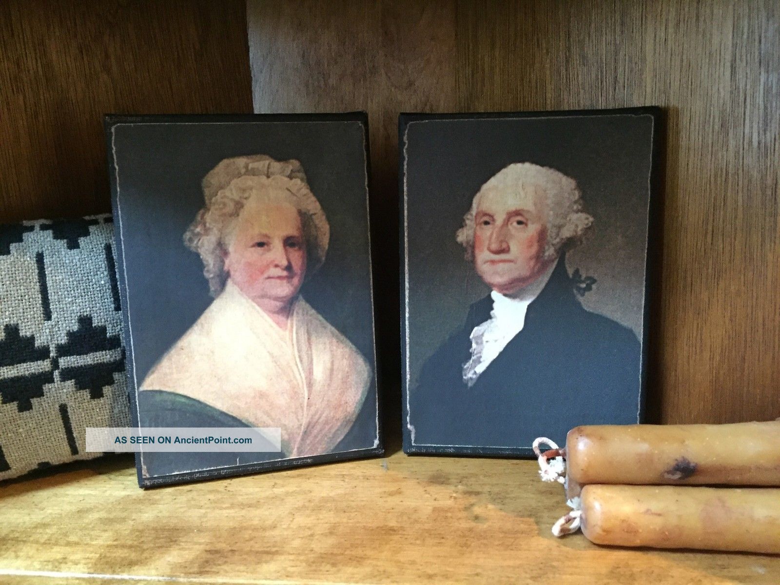 George & Martha Washington 5x7 Portrait Pair Primitives photo
