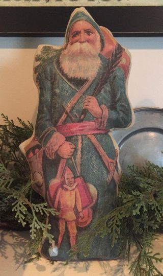 Fabric Christmas Figural Decoration: Blue Belsnickel Santa photo
