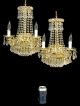 Pair Vintage Hollywood Regency Crystal Prisms Wedding Cake Wall Sconces Lamps Chandeliers, Fixtures, Sconces photo 4