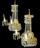 Pair Vintage Hollywood Regency Crystal Prisms Wedding Cake Wall Sconces Lamps Chandeliers, Fixtures, Sconces photo 5