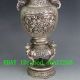 Chinese Hand Carved Silver Copper Louts Incense Burner W Foo Dog Lid Incense Burners photo 2