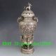 Chinese Hand Carved Silver Copper Louts Incense Burner W Foo Dog Lid Incense Burners photo 5