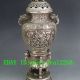 Chinese Hand Carved Silver Copper Louts Incense Burner W Foo Dog Lid Incense Burners photo 6