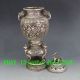 Chinese Hand Carved Silver Copper Louts Incense Burner W Foo Dog Lid Incense Burners photo 7