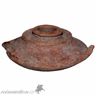 Very Rare Type Roman Terracotta Oil Lamp Circa 100 - 300 Ad photo
