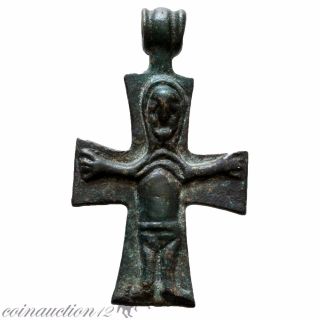 Museum Quality Byzantine Religious Bronze Cross Pendant photo