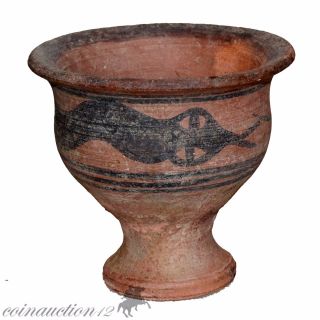 Museum Quality,  Scarce,  1500 - 1000 Bc Indus Valley Terracotta Cup With Paints photo