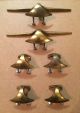 6 Antique Mid Century Modern Space Age Brass Pulls Handle Drawer Knobs Cabinet Drawer Pulls photo 7
