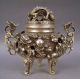 Collectible Decorated Old Handwork Tibet Silver Carved Dragon Incense Burner Tibet photo 1