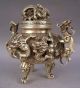 Collectible Decorated Old Handwork Tibet Silver Carved Dragon Incense Burner Tibet photo 3