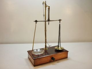 Antique Victorian Early 19th Century Beam Balance Scales & Weights photo