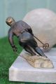 Orig.  Art Deco Lamp With Cold Painted Spelter Skiing Male Figure C1930s Art Deco photo 4